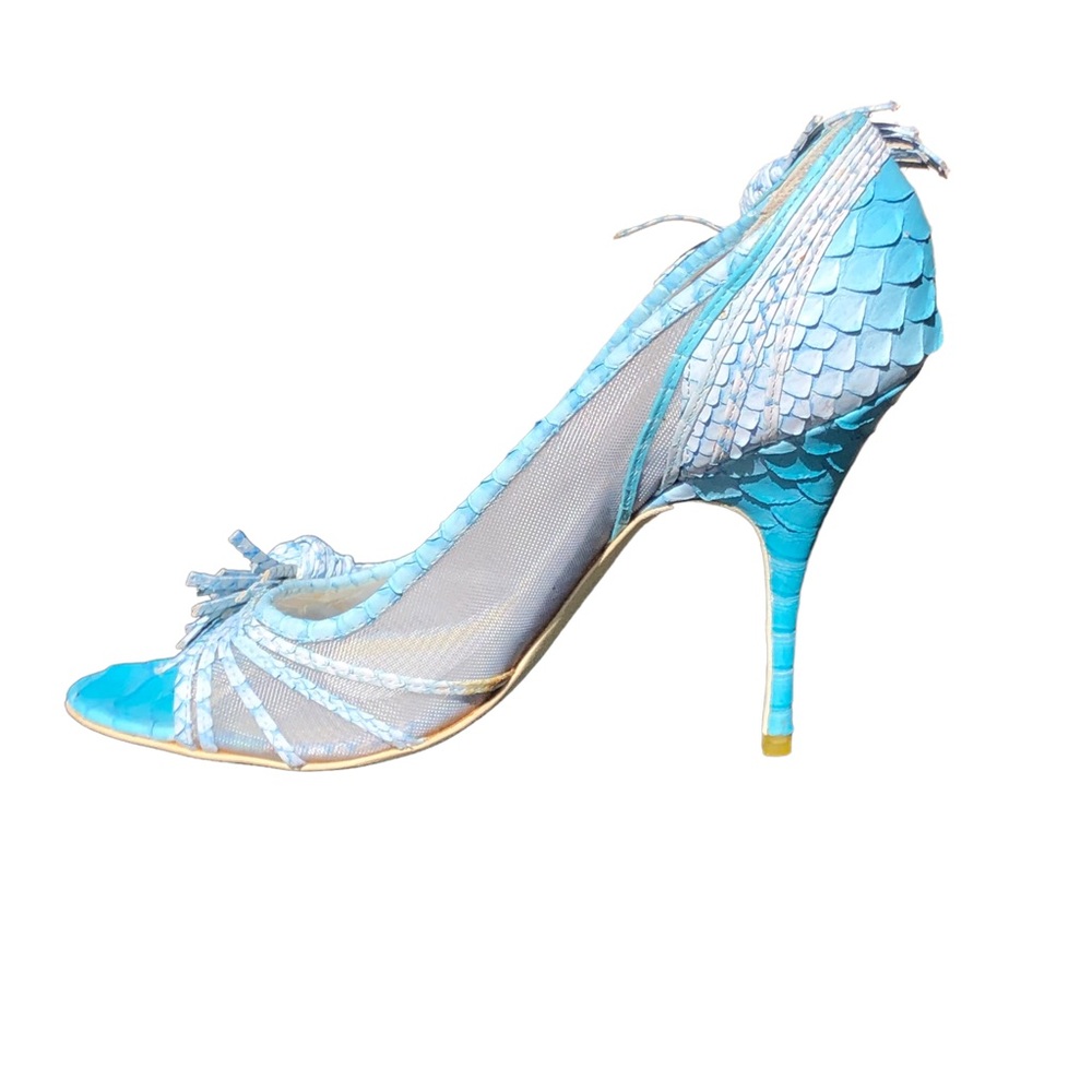 Givenchy Light Blue Aqua & White Python Style Hig… - image 2